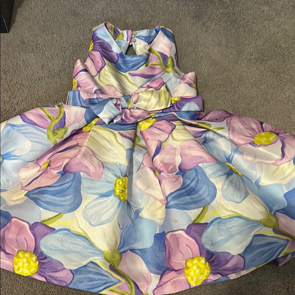 Abel & Lula Floral Kids Dress in Blue and Pink